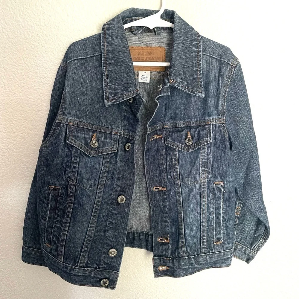 OLD NAVY dark denim jean trucker jacket size XS